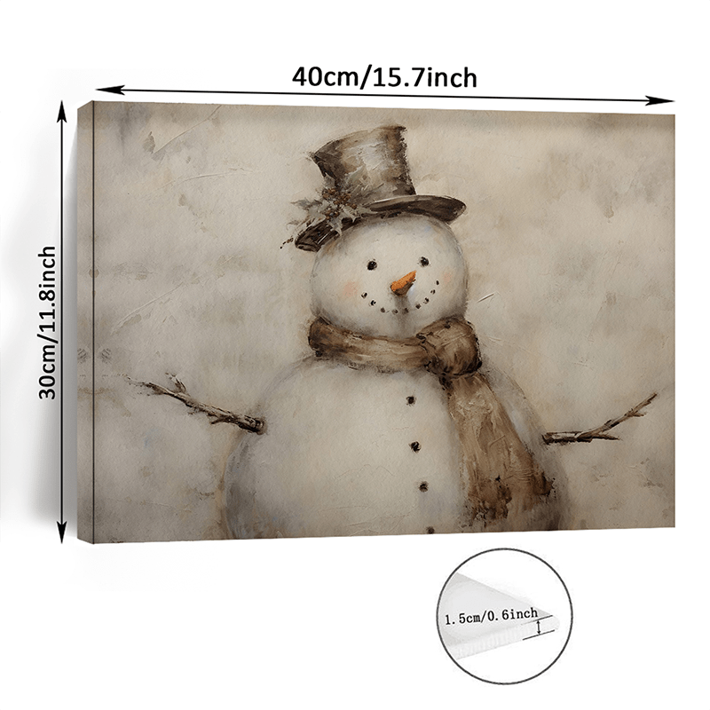 Rustic Snowman Canvas Wall Art - 11.8x15.7\