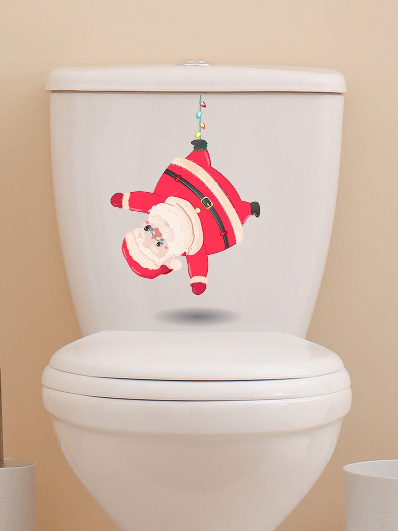 1pc Christmas Santa Claus Print Toilet Seat Cover Sticker Multicolor