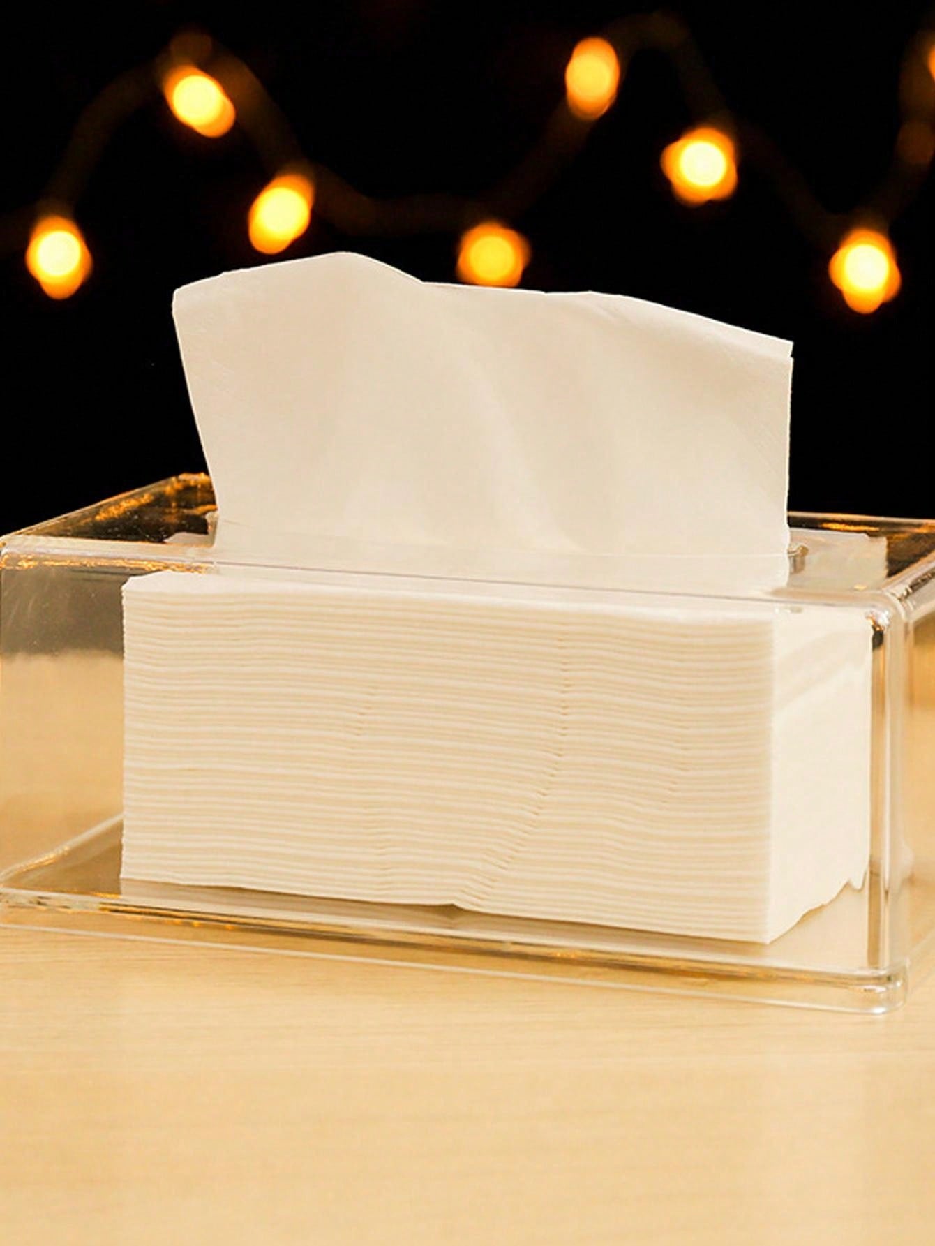 1pc Clear Acrylic Tissue Box Holder For Hotel Restaurant Bathroom Toilet Paper Tubehome Decor,School Supplies Transparent