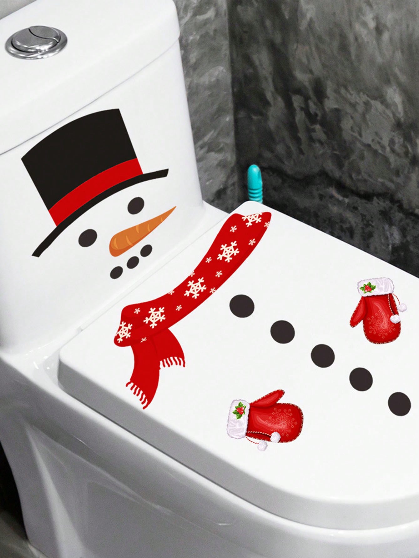 mama look 1pc Christmas Day Lovely Snowman Toilet Stickers For Bathroom Closestool Toilet Seat Decal Decor Removable PVC Decal Toilet Seat DIY Mural Home Bathroom Decor Red