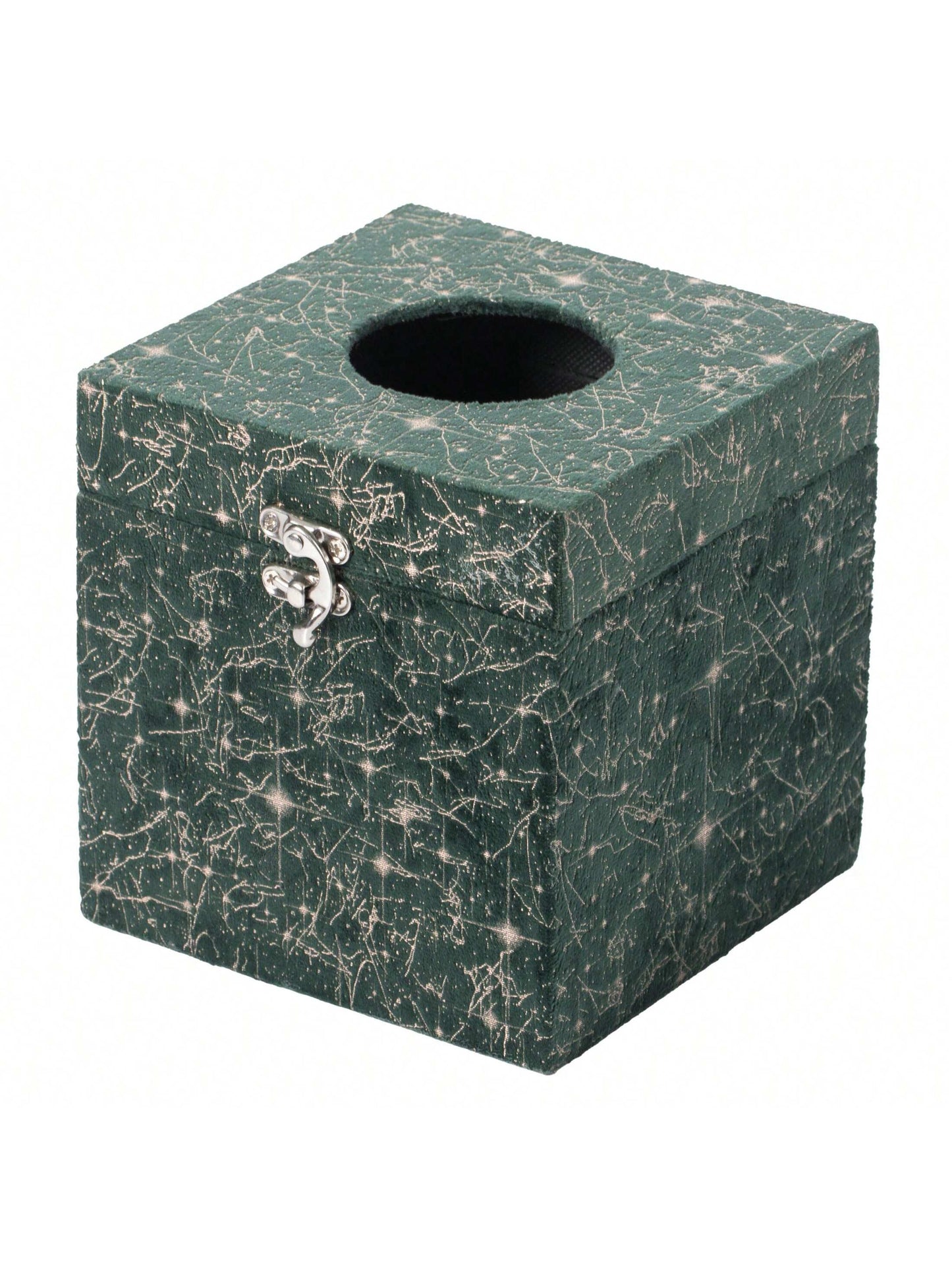 Square Velvet Modern Paper Facial Tissue Box Holder, Green Green