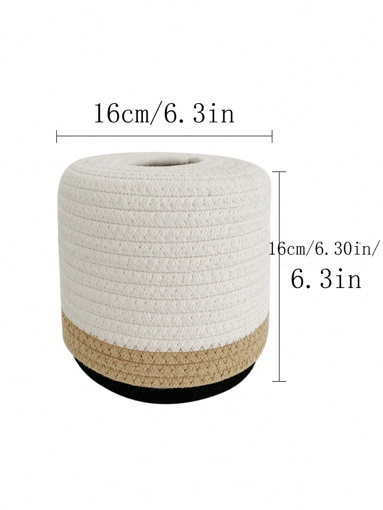 1pc Simple Japanese Handmade Rope Woven Storage Box, Nordic Style 2-Tone Round Paper Towel Tissue Box For Living Room, Dining Table Multicolor