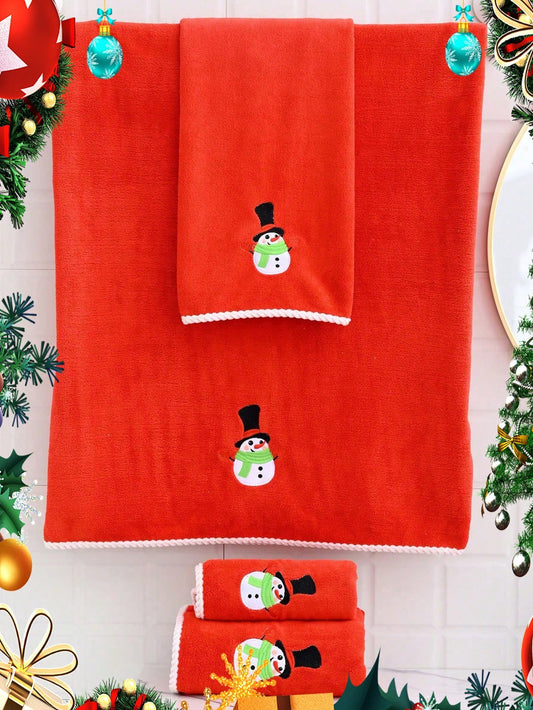 1pc Coral Fleece Soft, Absorbent, Non-Shedding Towel, Cute Christmas Embroidery Home Decor Hand Towel/Face Towel. Or 1pc Adult Tube Dress Bathrobe. Or 1pc Extra Large 90x170cm Bath Towel. Multicolor