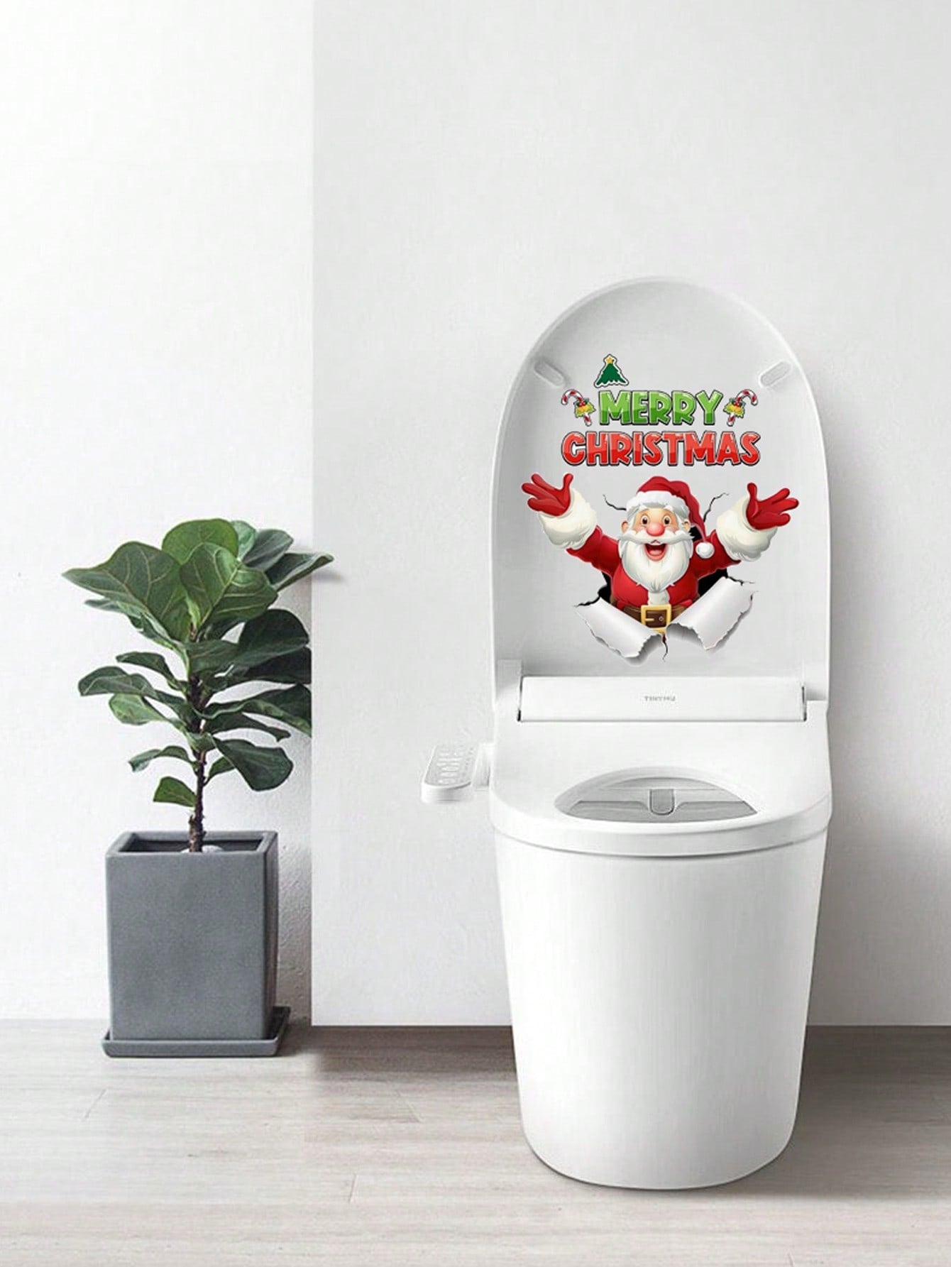 1 PC Toilet Stickers Decals, Funny Snowman Xmas Tree Toilet Lid Tank Decals For Bathroom Decoration,Christmas Decoration Stickers Decor-Great For Room,Livingroom,Walls,Kitchen,Bedroom And More, Wall Stickers Decals Christmas Stickers Red and White