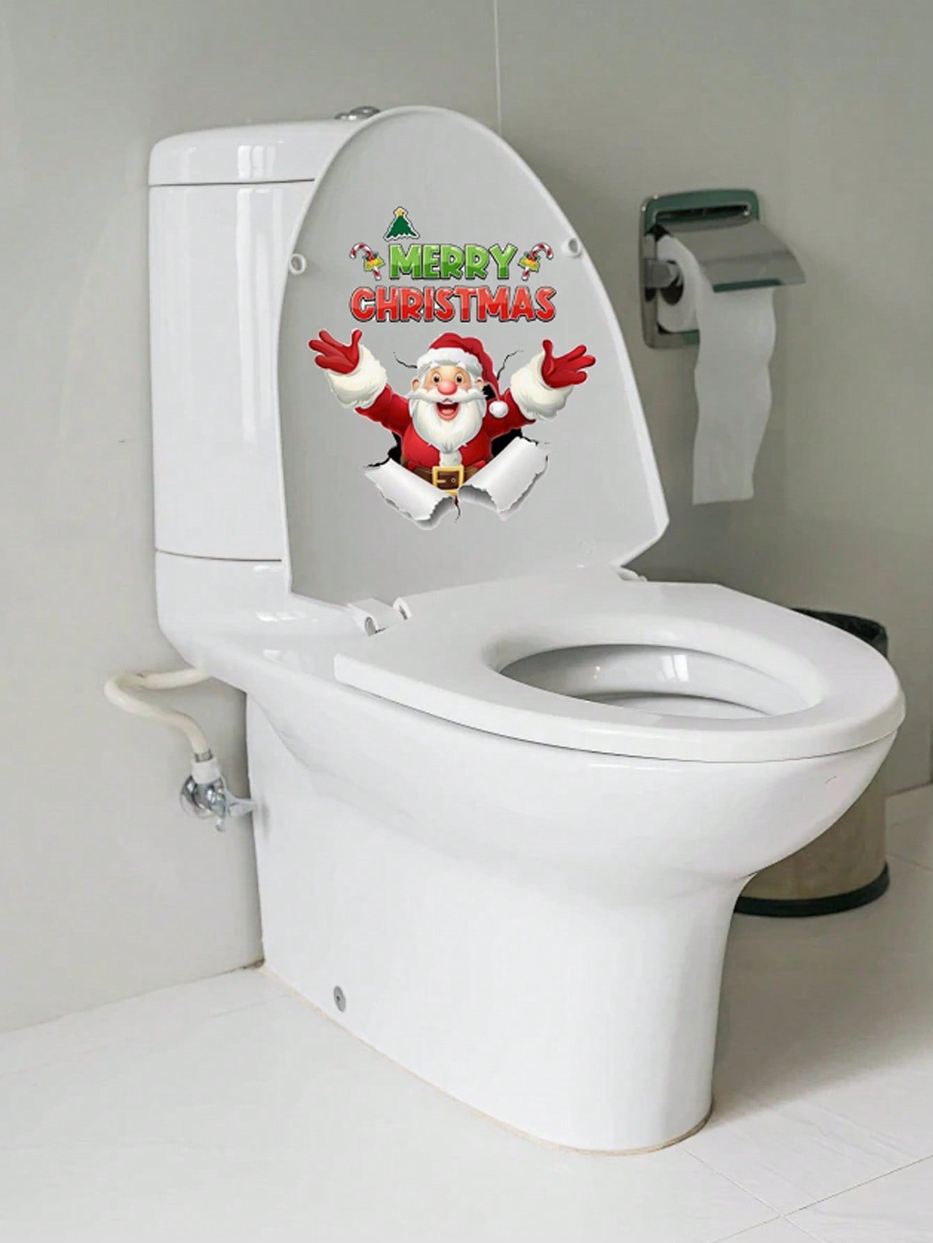 1 PC Toilet Stickers Decals, Funny Snowman Xmas Tree Toilet Lid Tank Decals For Bathroom Decoration,Christmas Decoration Stickers Decor-Great For Room,Livingroom,Walls,Kitchen,Bedroom And More, Wall Stickers Decals Christmas Stickers Red and White