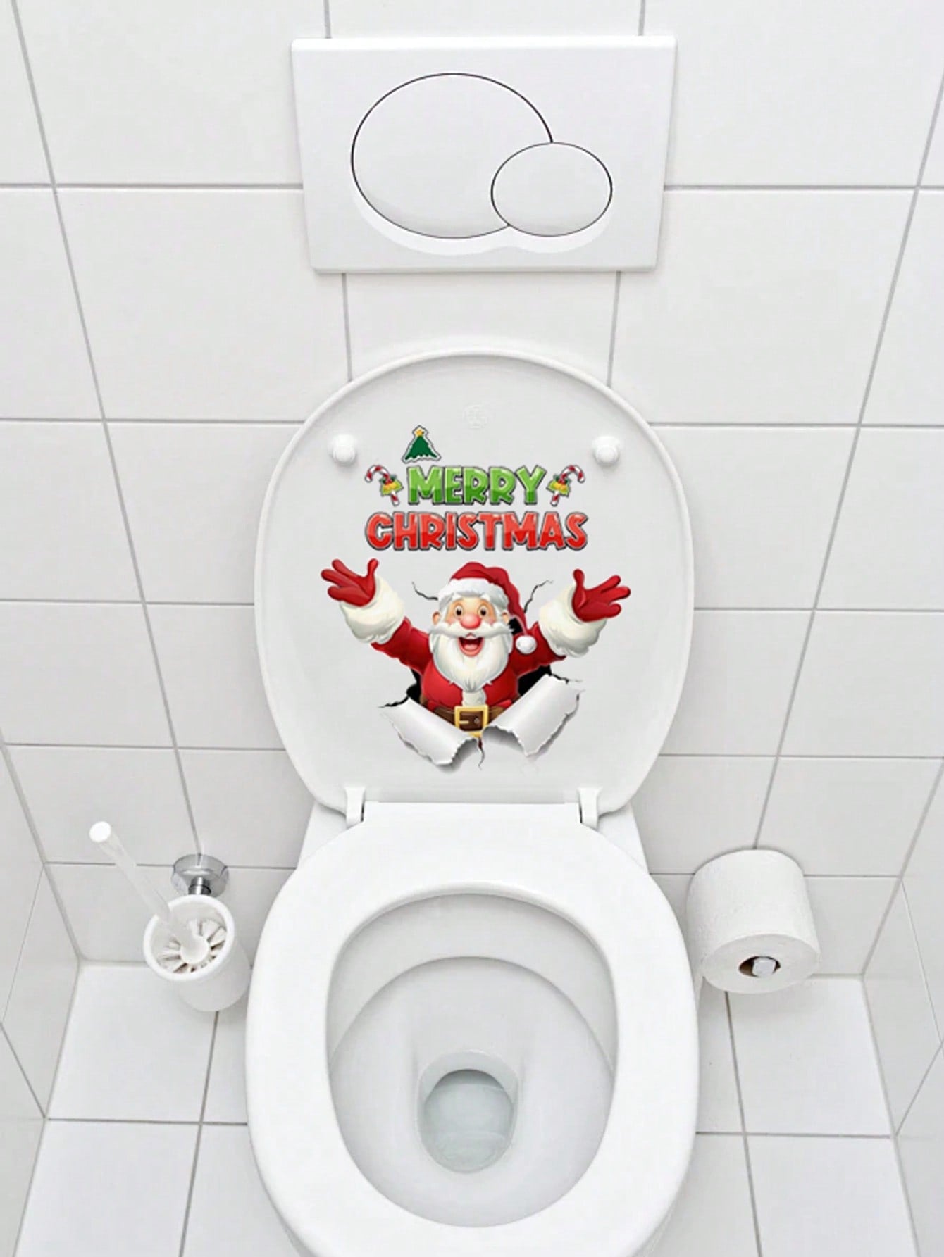 1 PC Toilet Stickers Decals, Funny Snowman Xmas Tree Toilet Lid Tank Decals For Bathroom Decoration,Christmas Decoration Stickers Decor-Great For Room,Livingroom,Walls,Kitchen,Bedroom And More, Wall Stickers Decals Christmas Stickers Red and White