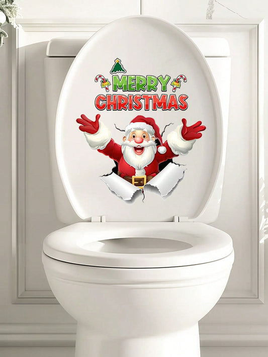 1 PC Toilet Stickers Decals, Funny Snowman Xmas Tree Toilet Lid Tank Decals For Bathroom Decoration,Christmas Decoration Stickers Decor-Great For Room,Livingroom,Walls,Kitchen,Bedroom And More, Wall Stickers Decals Christmas Stickers Red and White