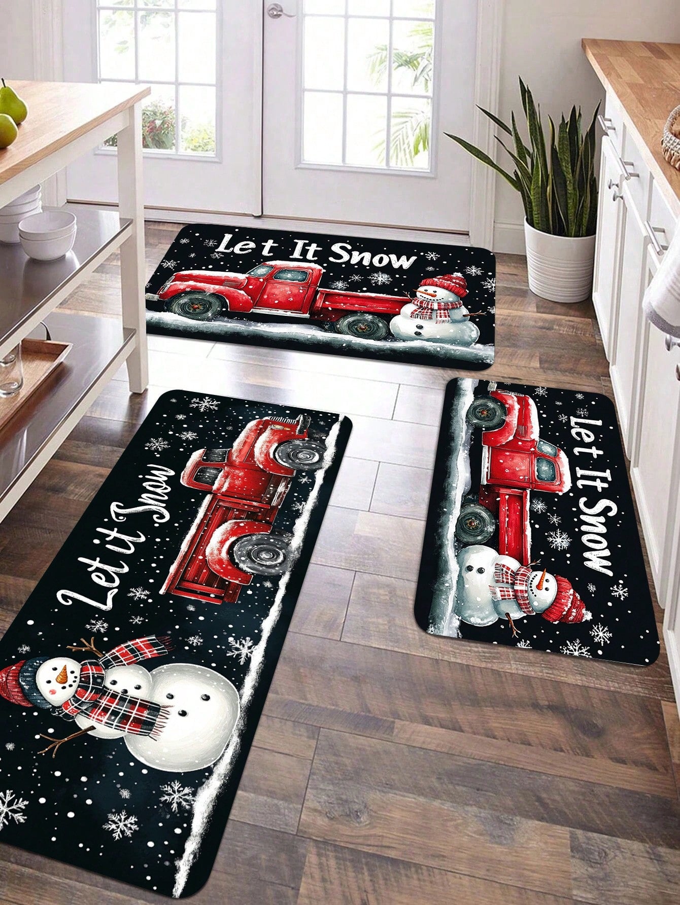 Christmas Tree Printed Kitchen Carpet - Non Slip, Durable, Machine Washable Entrance Mat, Suitable For Home, Office, Laundry - Quick Drying, Comfortable Bracket Design, Made Of Thick Flannel Material White