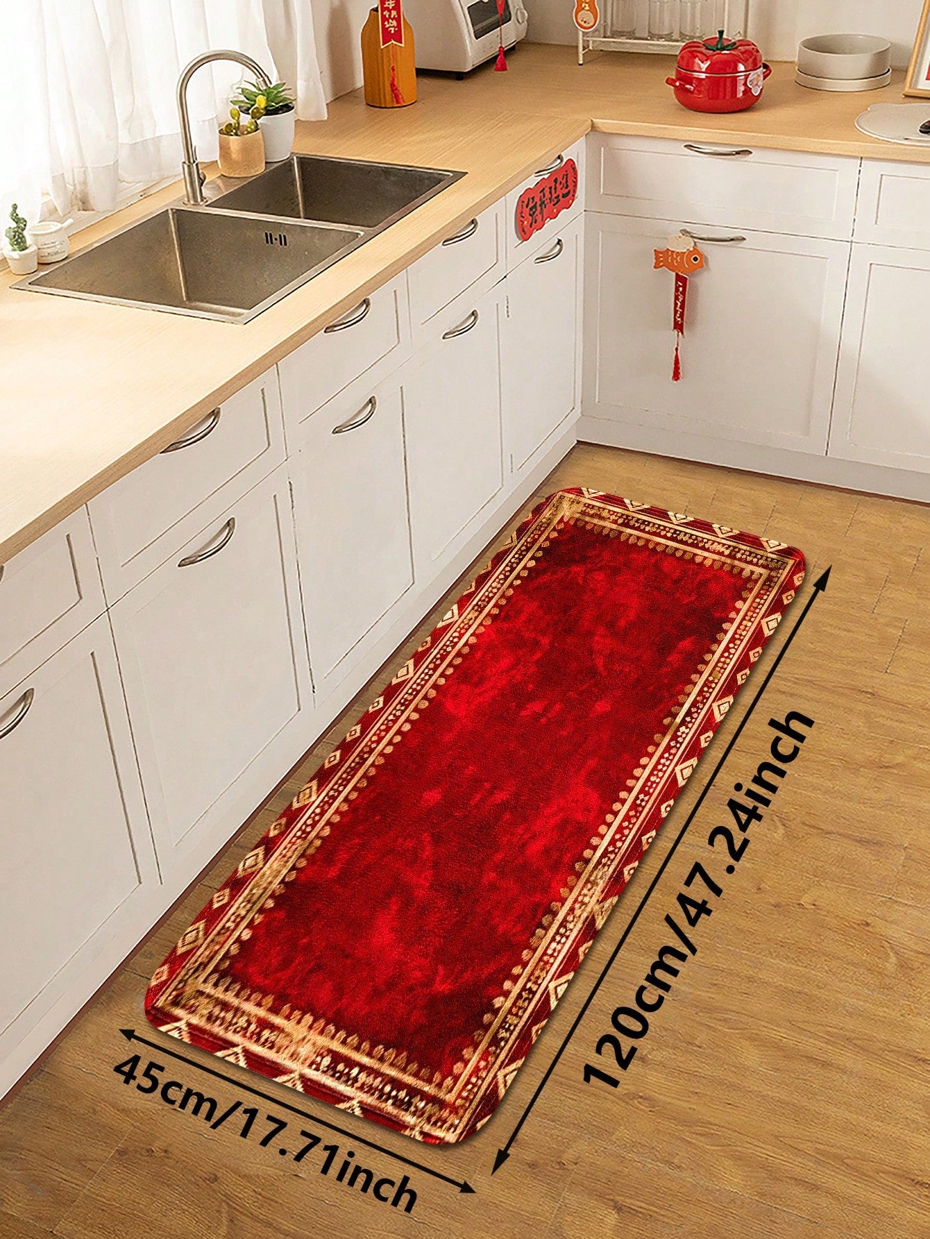 1pc Red Soft Room Decor Carpet/Mat For Kitchen Red