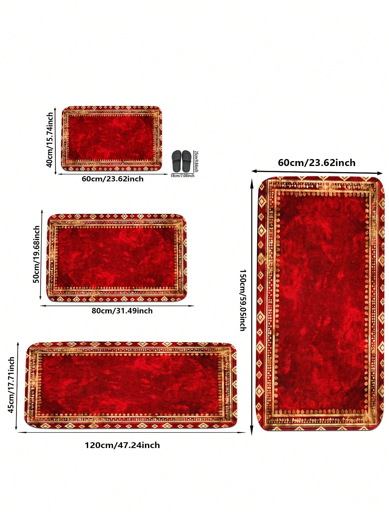 1pc Red Soft Room Decor Carpet/Mat For Kitchen Red