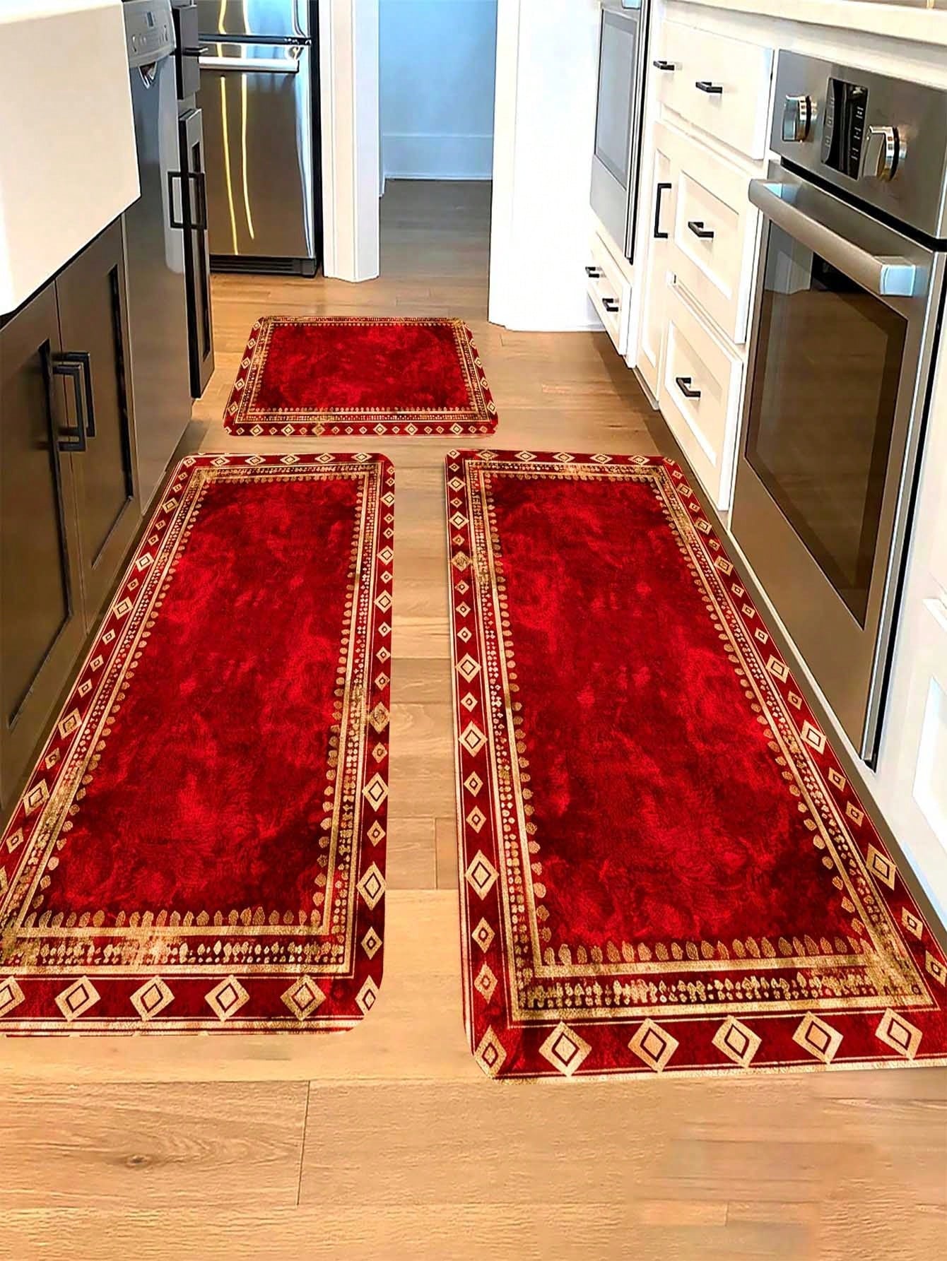 1pc Red Soft Room Decor Carpet/Mat For Kitchen Red