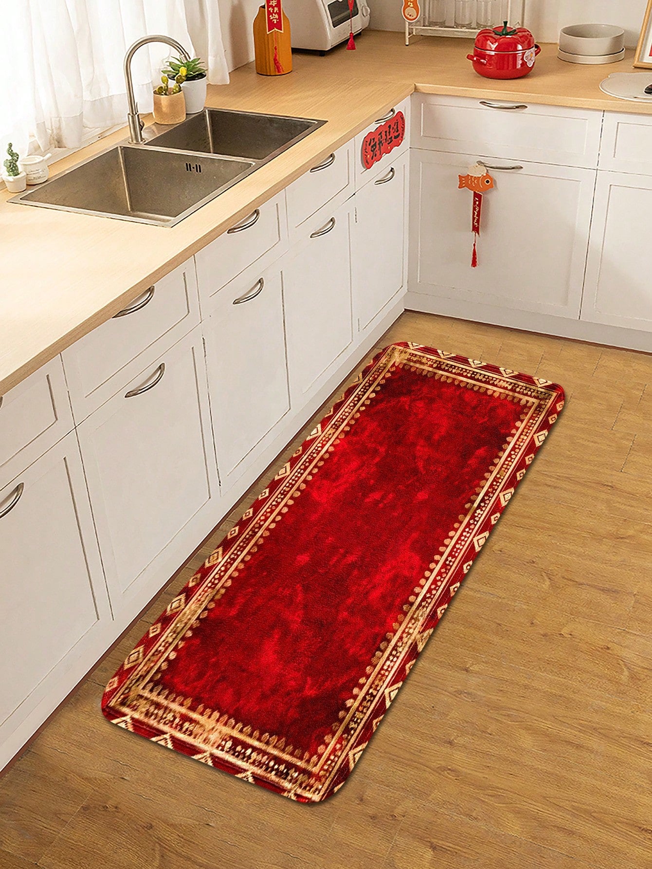 1pc Red Soft Room Decor Carpet/Mat For Kitchen Red