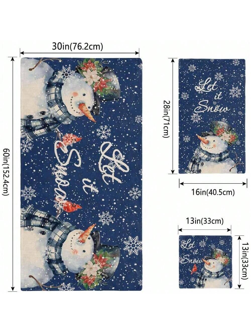 Christmas Blue Bath Towels For Bathroom Set - Luxury Microfiber Towels Gifts For Women,Quick Dry Beach Kitchen Hand Hair Face Towel And Dish Washcloth,Winter Snowman Snowflake Bird Retro Towels+Set 1