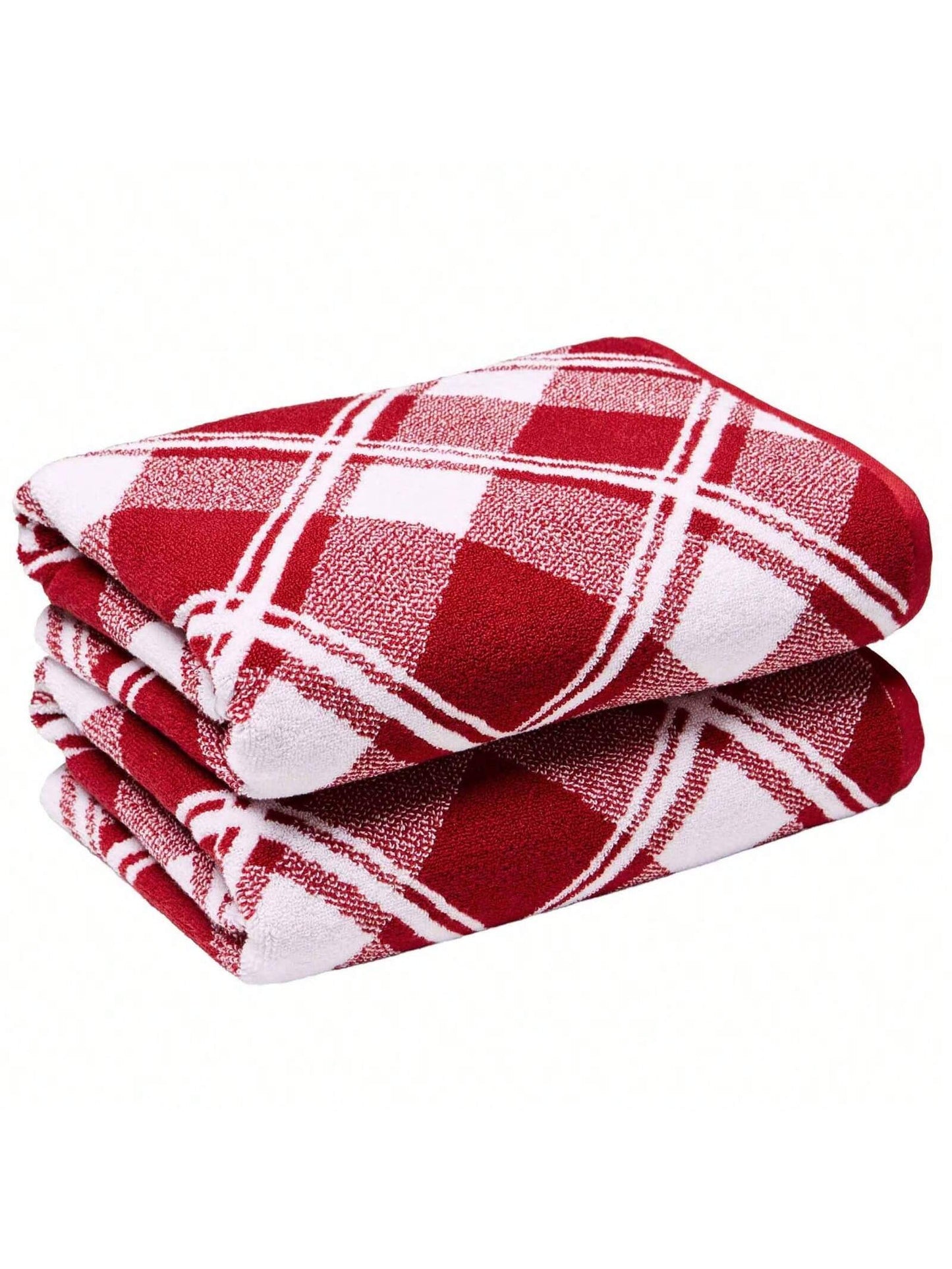 Signature Soft Towel - Ultra Soft, Absorbent & Fade Resistant | USA-Grown Cotton With PureLOFT® Technology Holiday 2PK Bath Towel Set, Christmas Redplaid