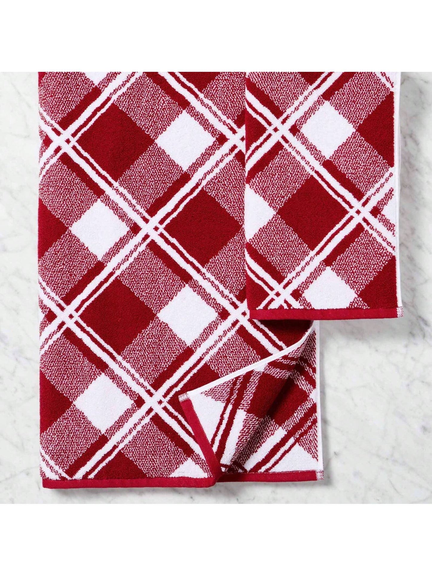 Signature Soft Towel - Ultra Soft, Absorbent & Fade Resistant | USA-Grown Cotton With PureLOFT® Technology Holiday 2PK Bath Towel Set, Christmas Redplaid