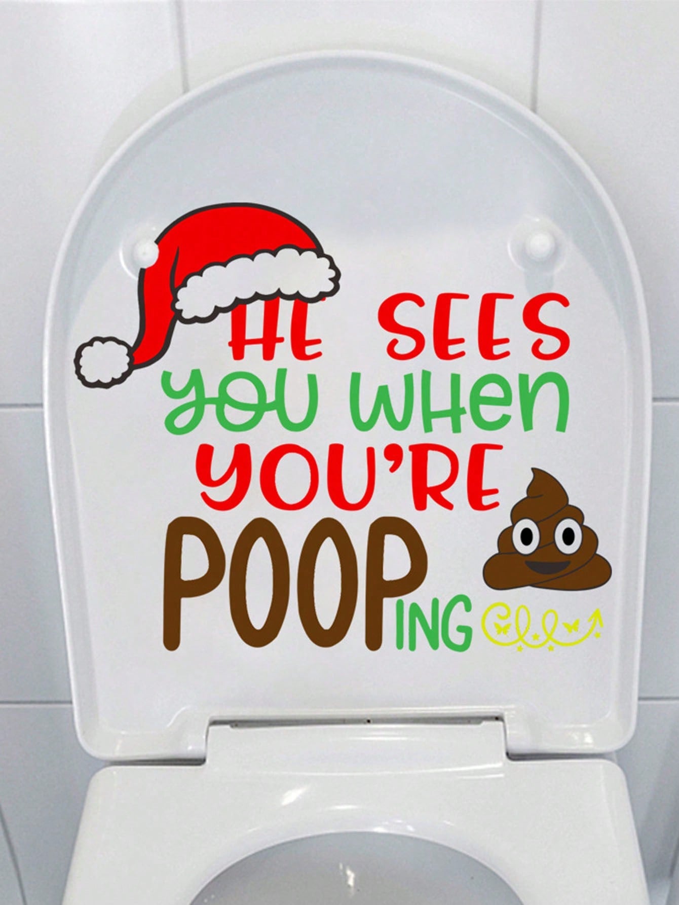 mama look 1pc Christmas Day Lovely Snowman Toilet Stickers For Bathroom Closestool Toilet Seat Decal Decor Removable PVC Decal Toilet Seat DIY Mural Home Bathroom Decor Red