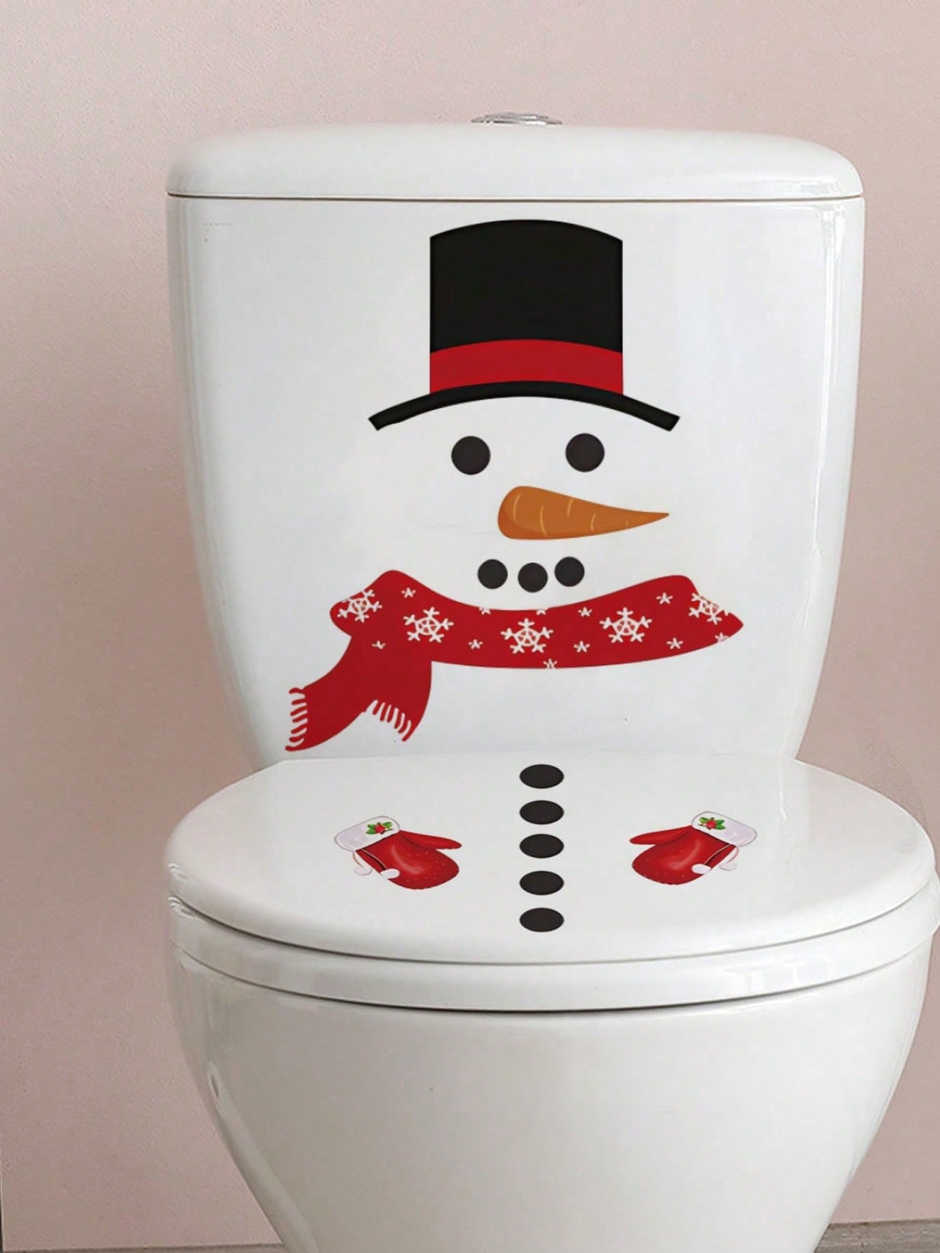 mama look 1pc Christmas Day Lovely Snowman Toilet Stickers For Bathroom Closestool Toilet Seat Decal Decor Removable PVC Decal Toilet Seat DIY Mural Home Bathroom Decor Red