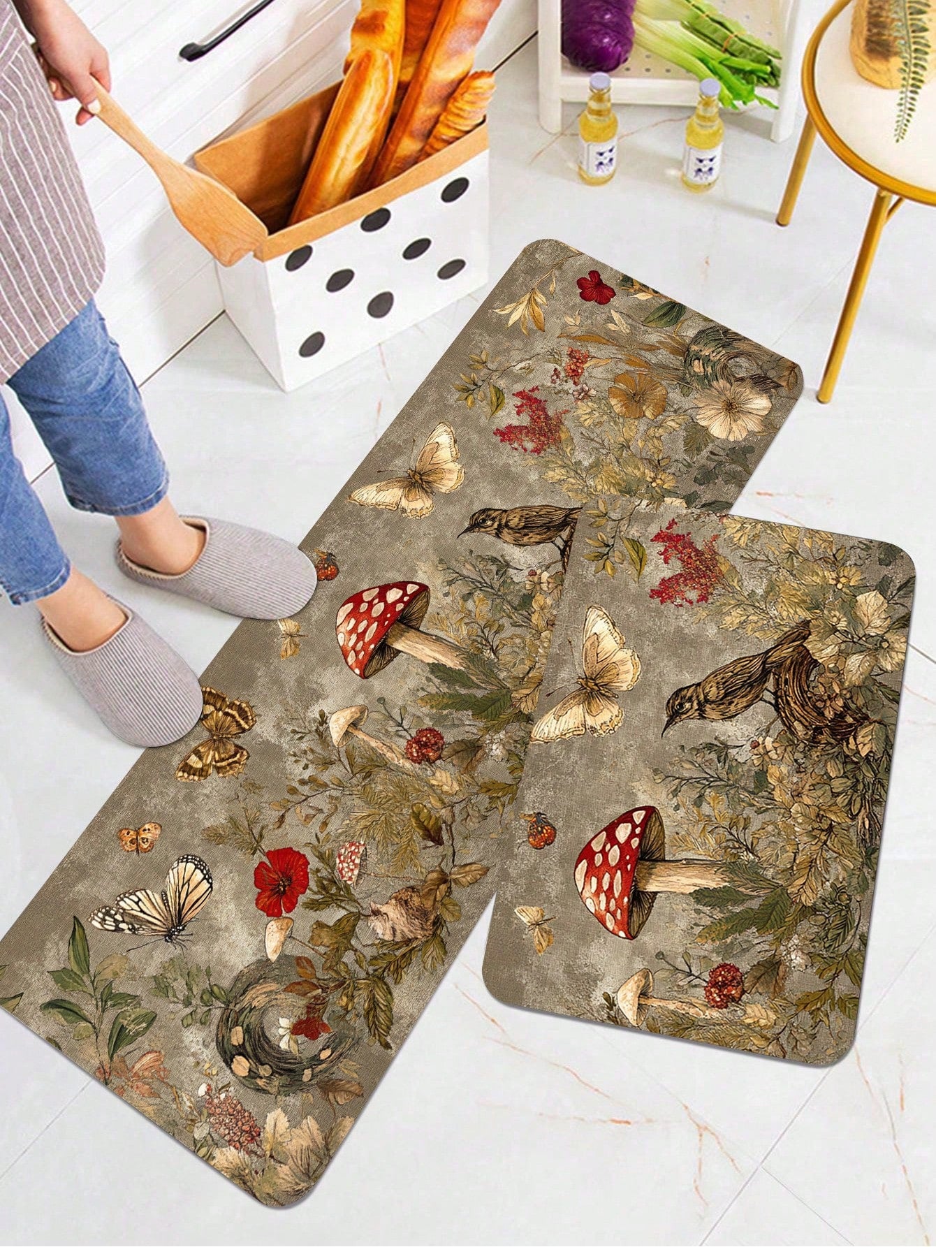 1 Piece Of Christmas Printed Kitchen Carpet - Non Slip, Durable, Machine Washable Entrance Mat, Suitable For Homes, Offices, Laundry Rooms - Quick Drying, Comfortable Stand Design, Made Of Thick Flannel Material White