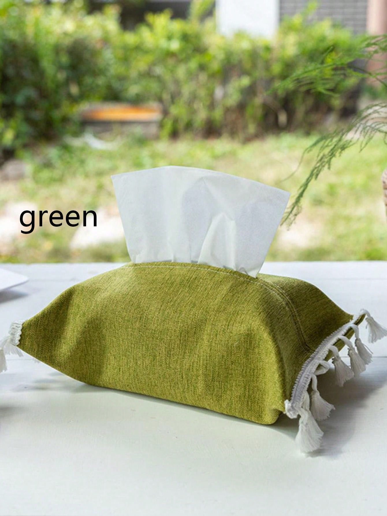 1 Pc 27cm Fabric Simple Solid Color Ins Style Tissue Box Tassel Lace Multicolor Optional Drawer Bag For Living Room Bedroom Car Hotel Cloth Bag Tissue Box