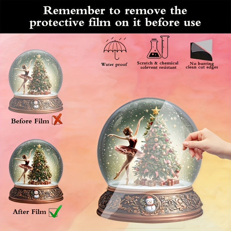 1pc Boho Acrylic Christmas Music Box Snow Globe - Tabletop Rotating Carousel with Santa Theme, Multifunctional Holiday Decor for Home and Office, Ideal Christmas Gift