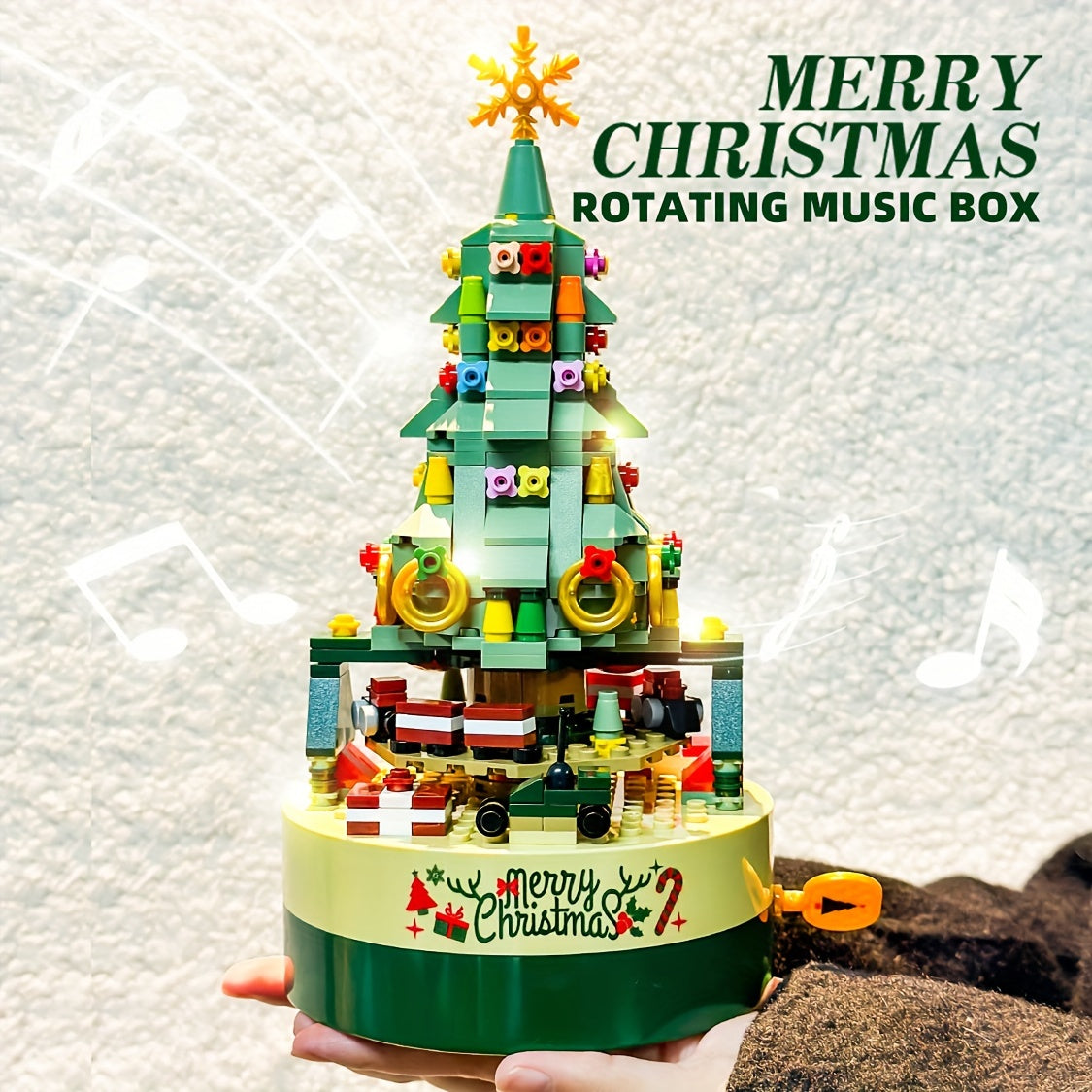 Christmas Tree Building Toy Sets, DIY Building Blocks Music Box With Light, Xmas Holiday Construction Toy Gift For Boys Girls (360PCS)