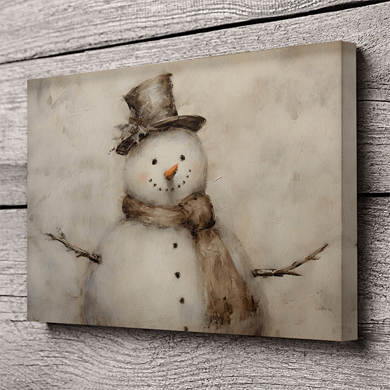 Rustic Snowman Canvas Wall Art - 11.8x15.7\