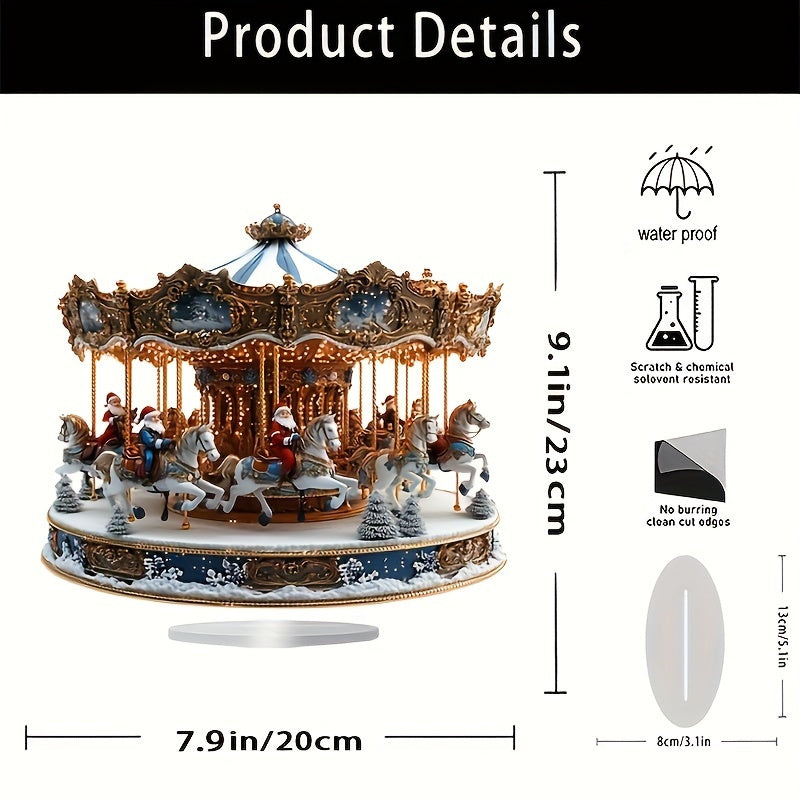 Santa Claus Bohemian Acrylic Carousel Music Box - Perfect Christmas Gift for Home & Office, Ideal Desktop Decor