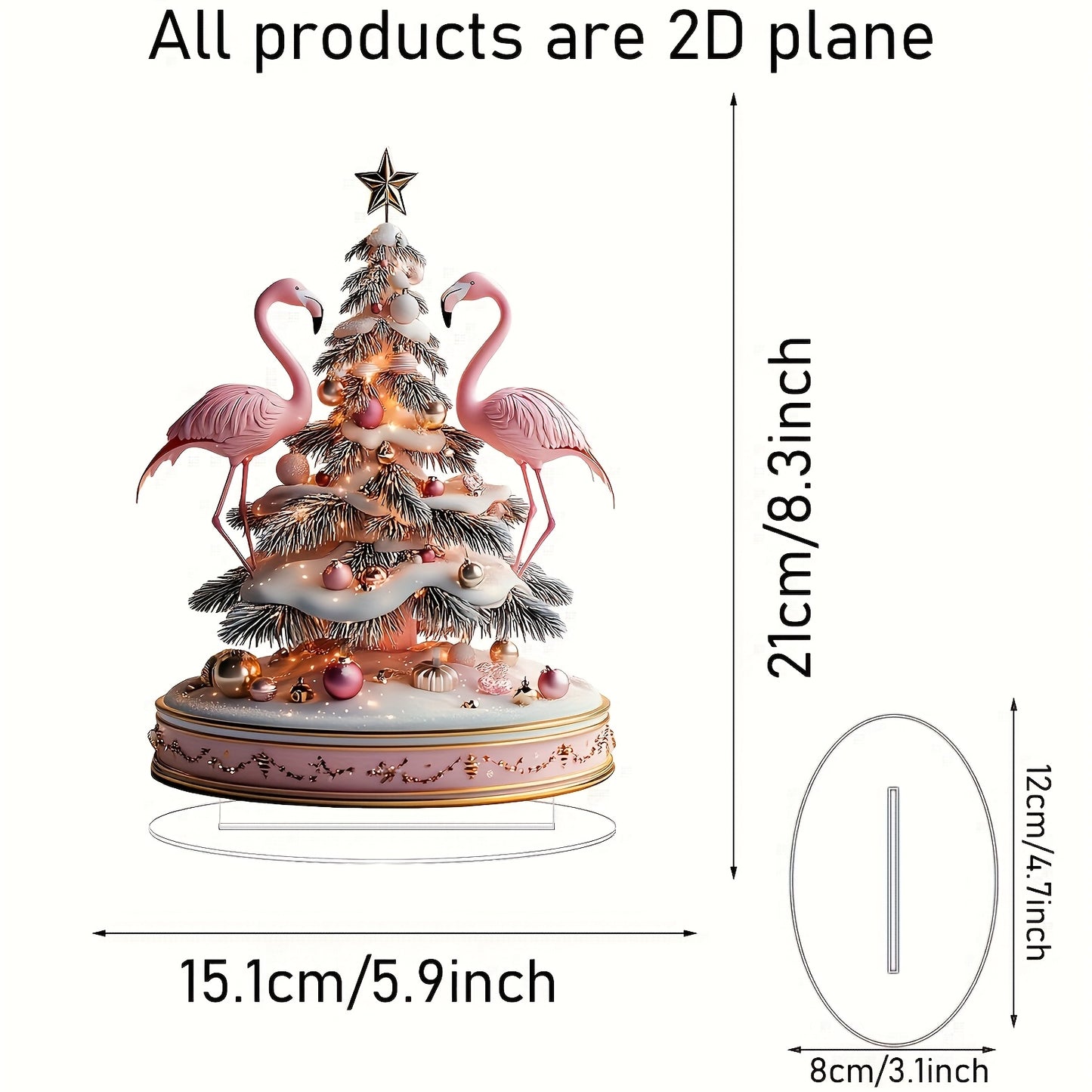 Classic Flamingo Christmas Tree Music Box - Acrylic Desktop Ornament with Stand, Moisture-Proof & Easy Assembly, Perfect for Home, Party, Bedroom, Living Room Decor & Holiday Gifts