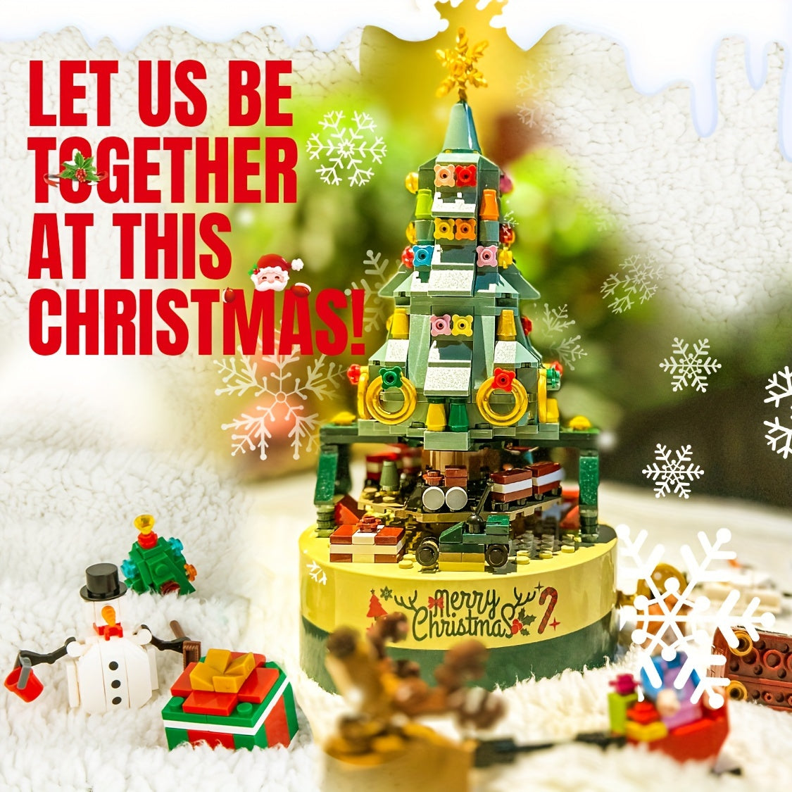 Christmas Tree Building Toy Sets, DIY Building Blocks Music Box With Light, Xmas Holiday Construction Toy Gift For Boys Girls (360PCS)