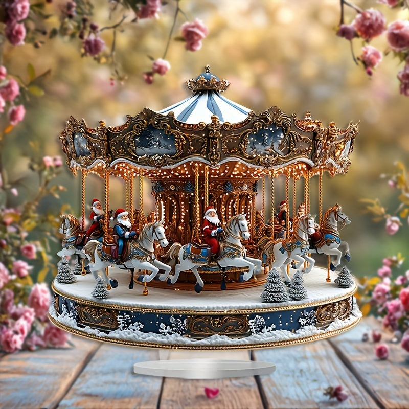 Santa Claus Bohemian Acrylic Carousel Music Box - Perfect Christmas Gift for Home & Office, Ideal Desktop Decor