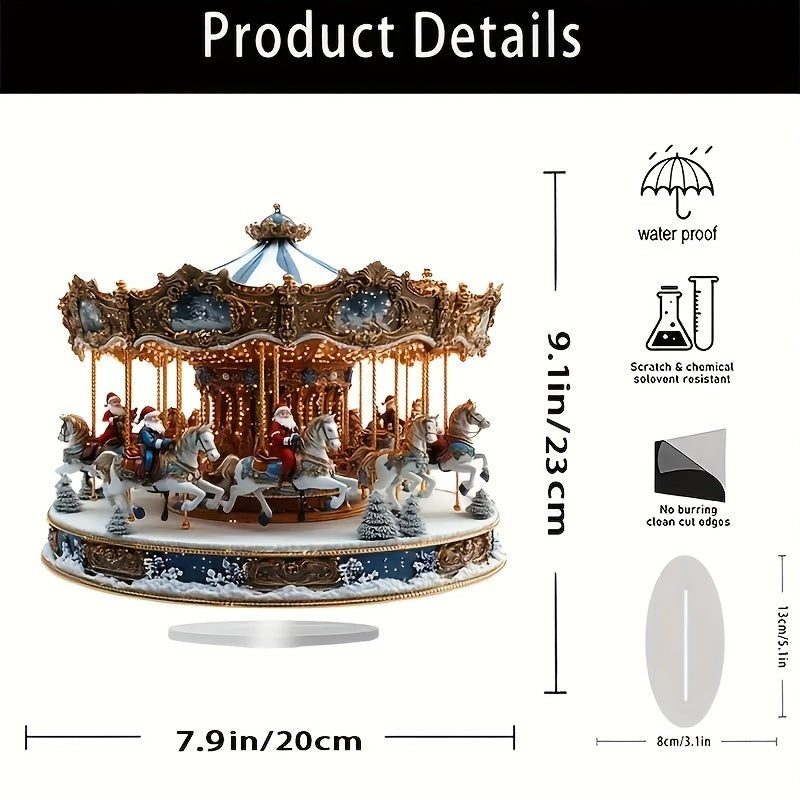 Bohemian Santa Claus Acrylic Carousel Music Box - Perfect Christmas Gift for Home & Office Decor, Multi-Functional Desktop Display