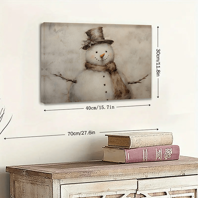 Rustic Snowman Canvas Wall Art - 11.8x15.7\