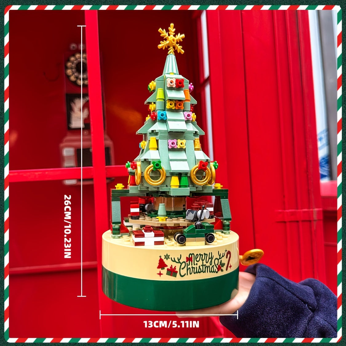 Christmas Tree Building Toy Sets, DIY Building Blocks Music Box With Light, Xmas Holiday Construction Toy Gift For Boys Girls (360PCS)