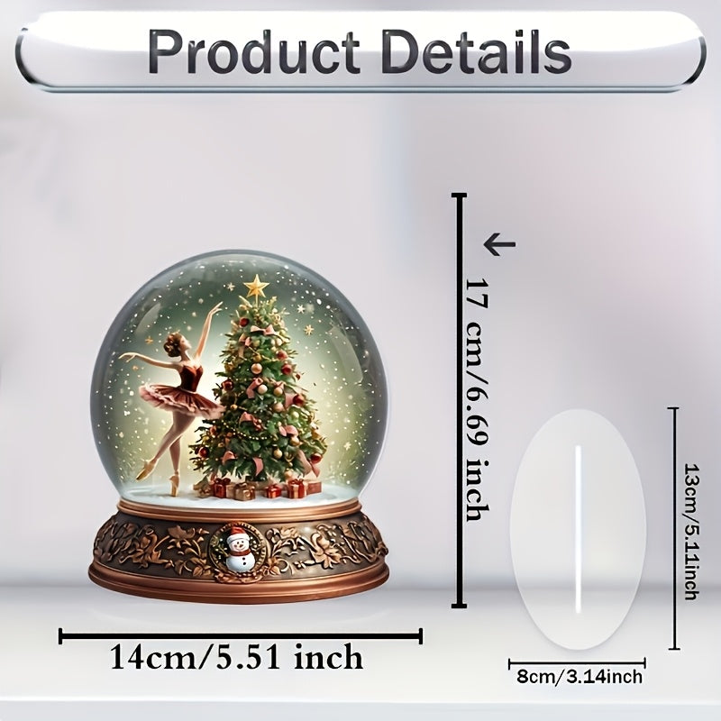 1pc Boho Acrylic Christmas Music Box Snow Globe - Tabletop Rotating Carousel with Santa Theme, Multifunctional Holiday Decor for Home and Office, Ideal Christmas Gift